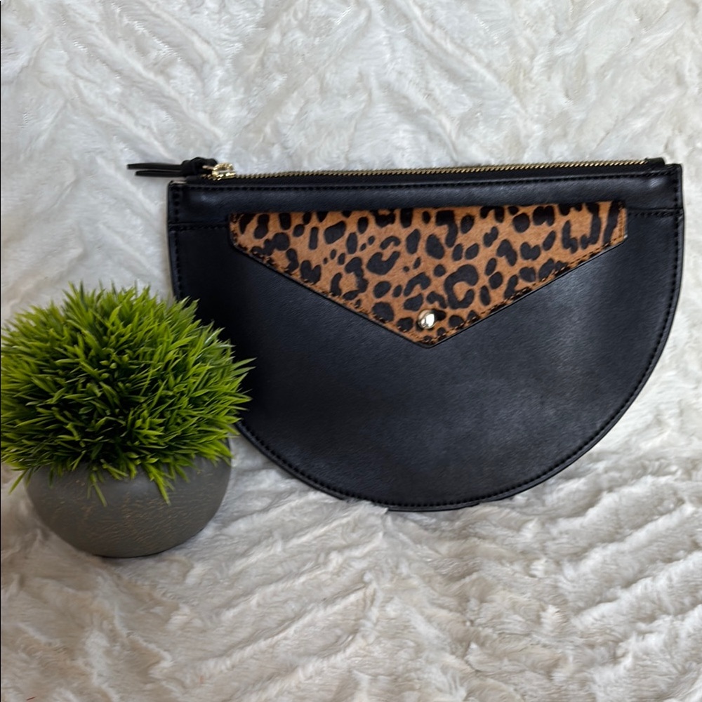 Banana Republic Black and Leopard Clutch